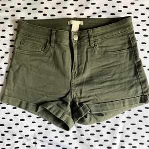Army Green Twill Shorts